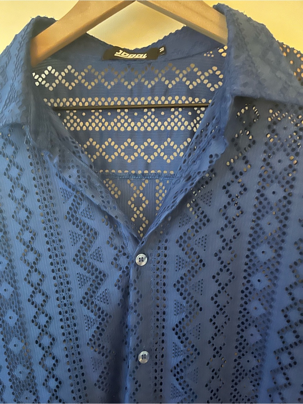 Topol Men's Navy Eyelet Casual Button-Down Shirt